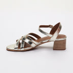 Les Bagatelles - Uma Heeled Sandals - Light Gold Croco