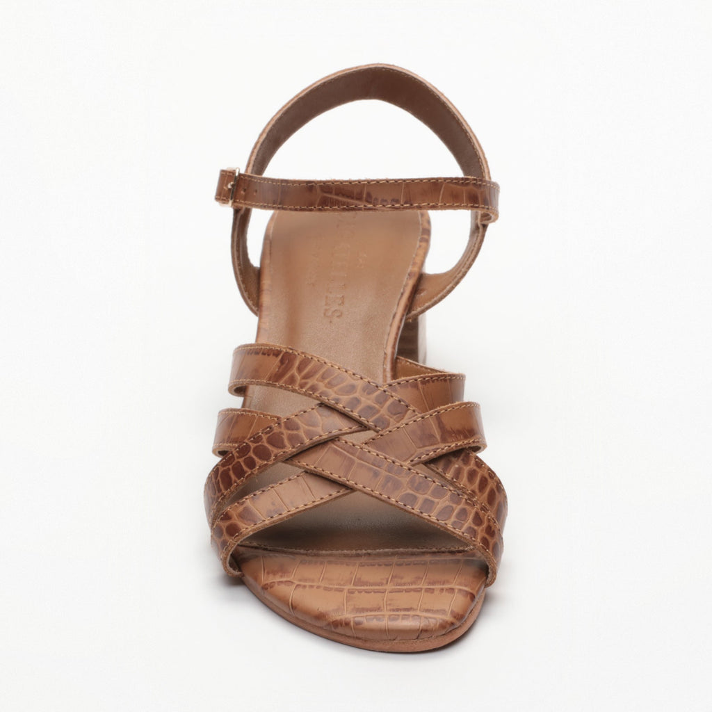 Sandales Talons Uma - Camel Croco