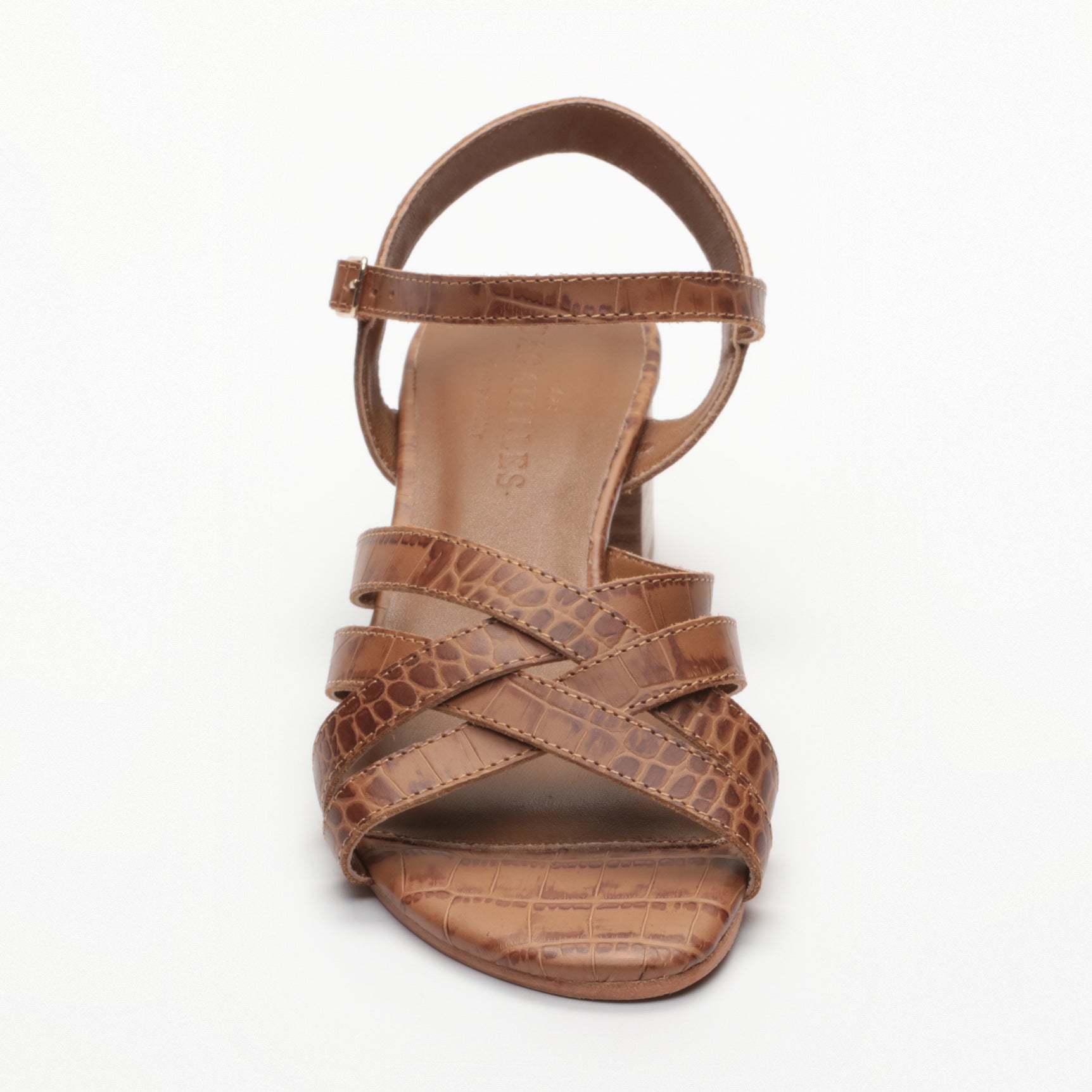 Sandales Talons Uma - Camel Croco