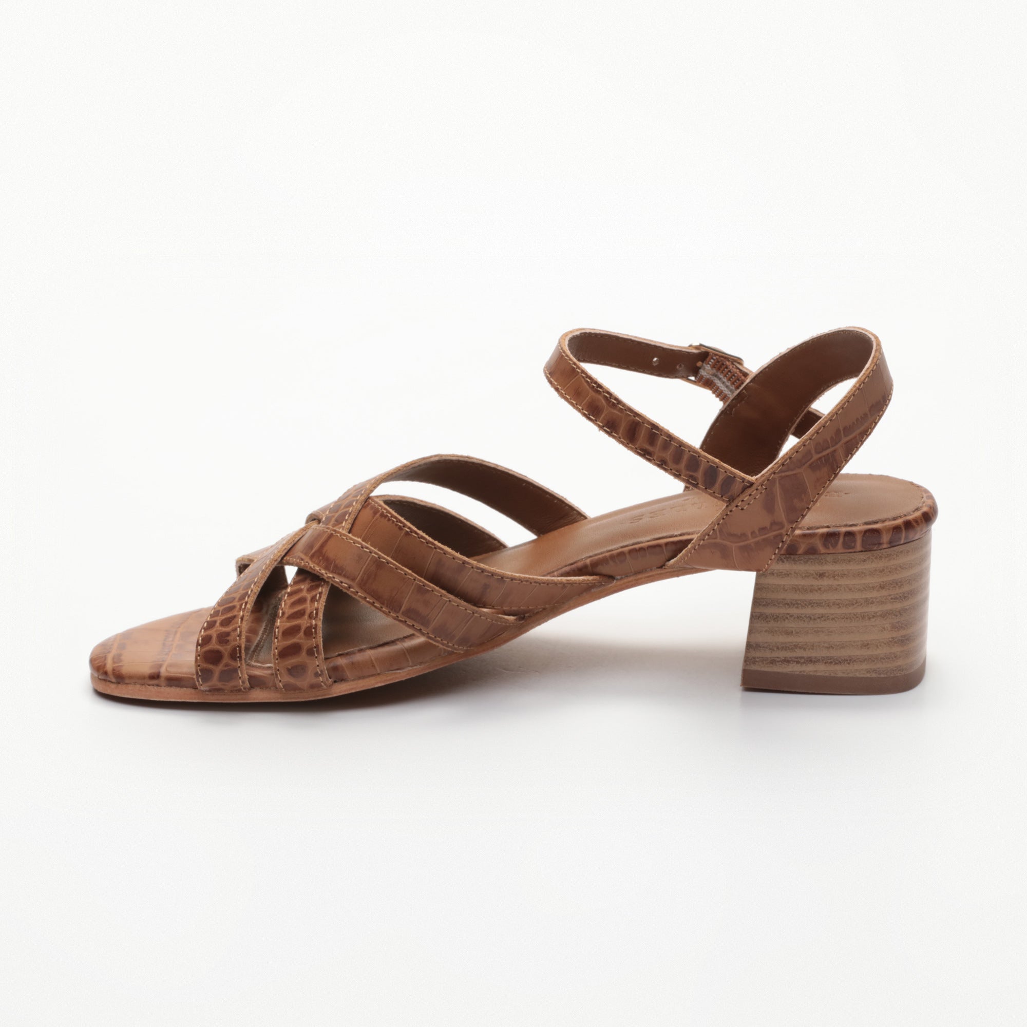 Sandales Talons Uma - Camel Croco