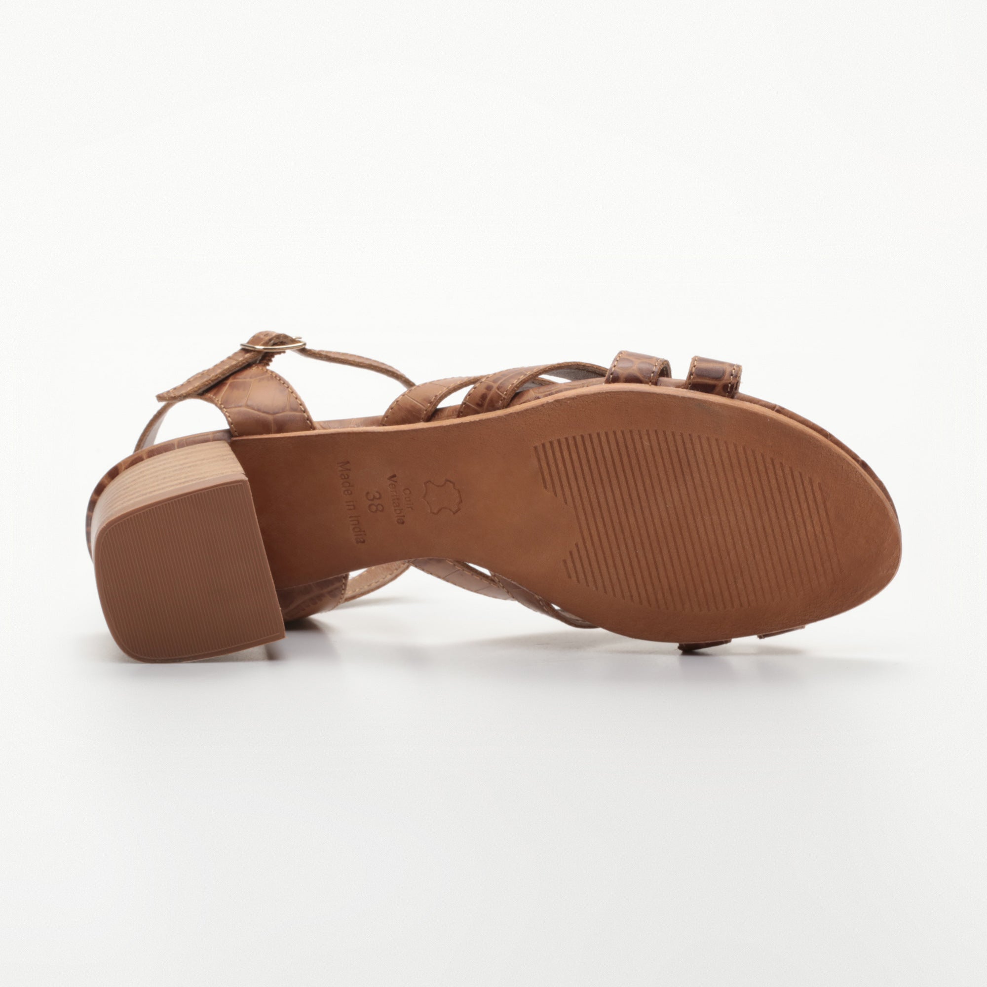 Sandales Talons Uma - Camel Croco