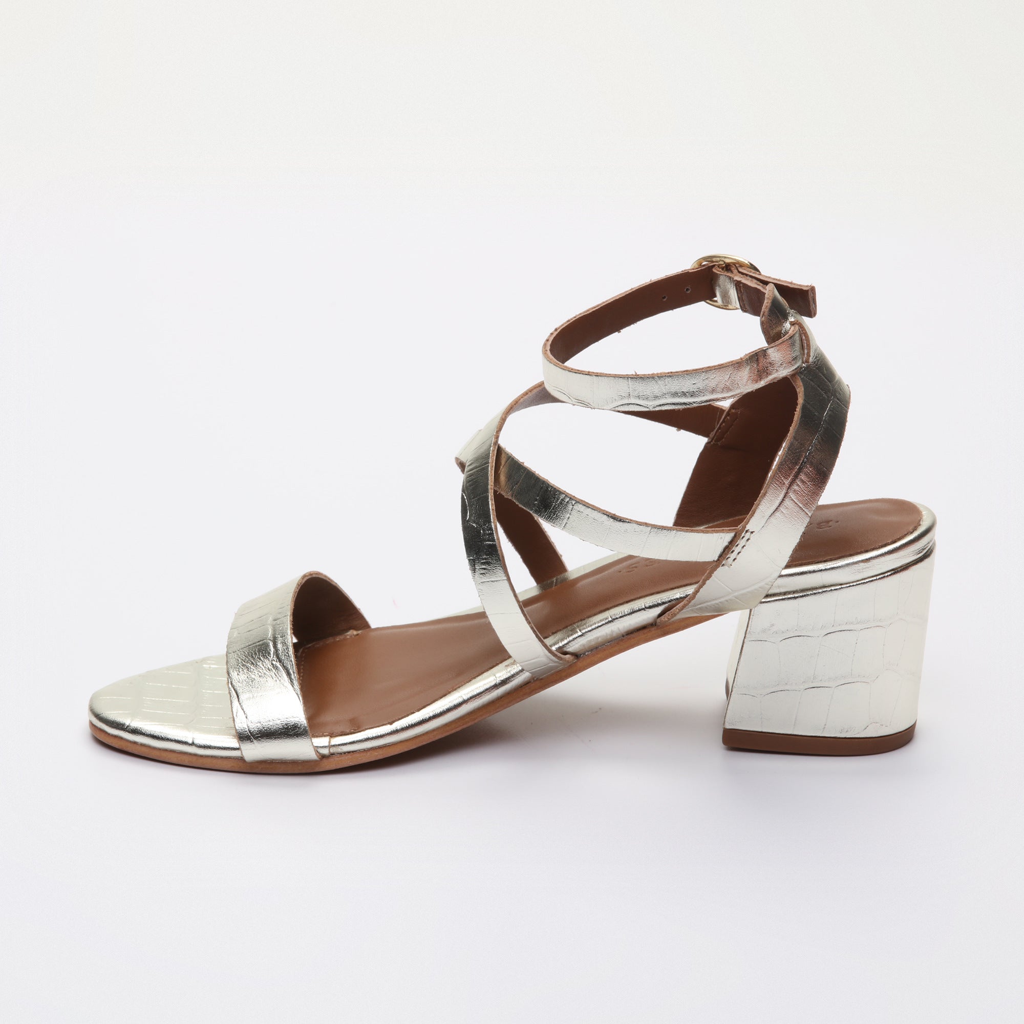Les Bagatelles - Sandales Talons Izusa - Light Gold Croco
