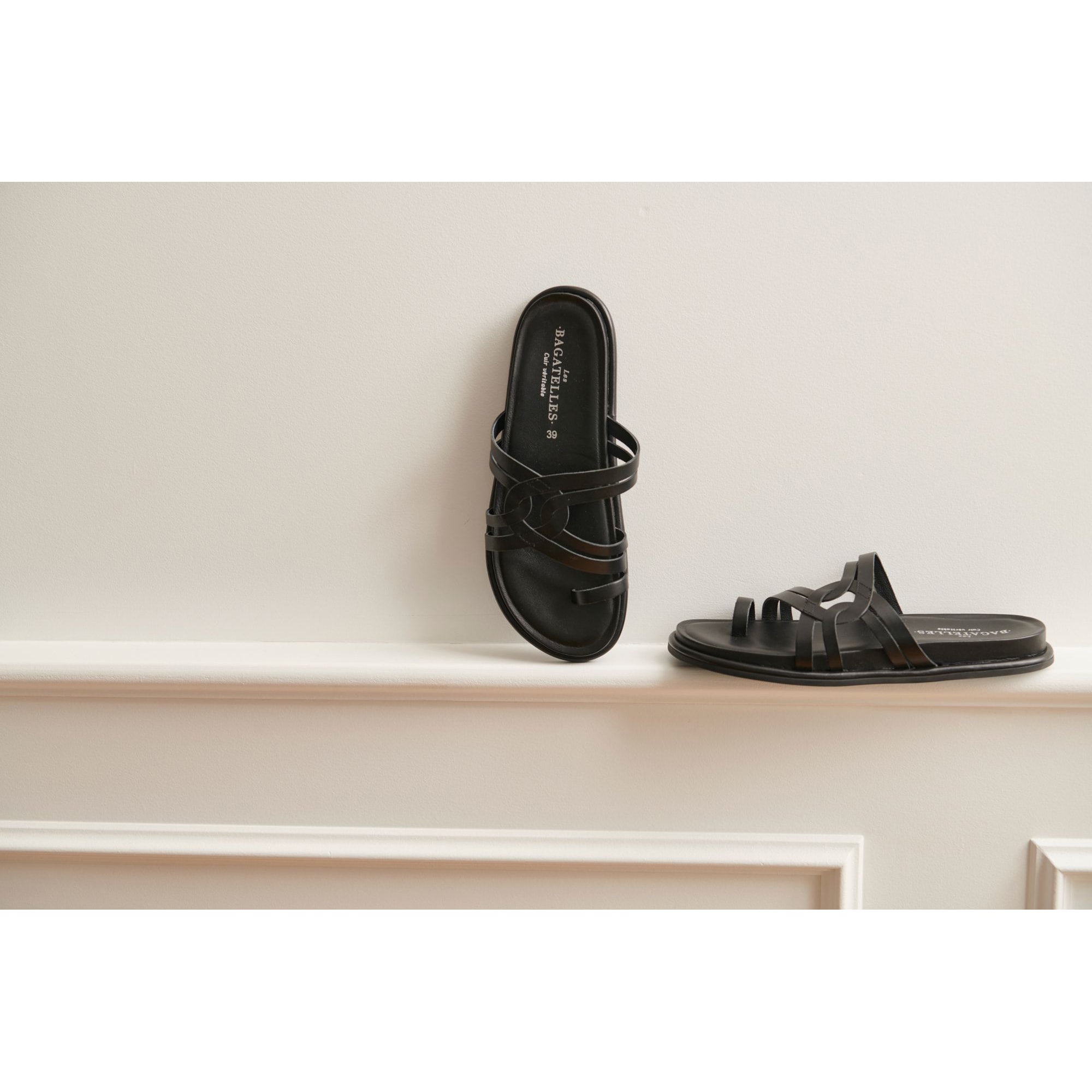 Sandalias Confort Crema - Negro