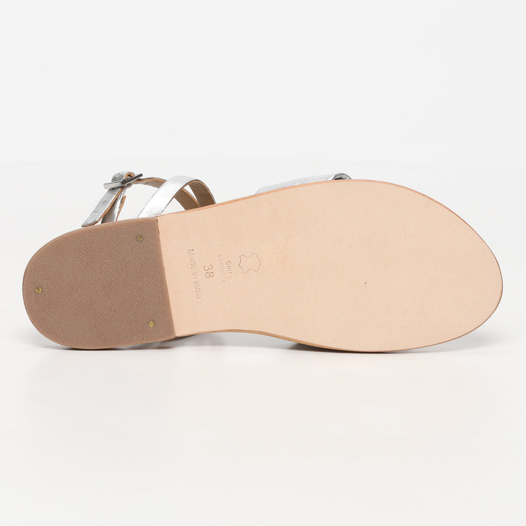 Les Bagatelles - Conesa Flat Sandals - Silver