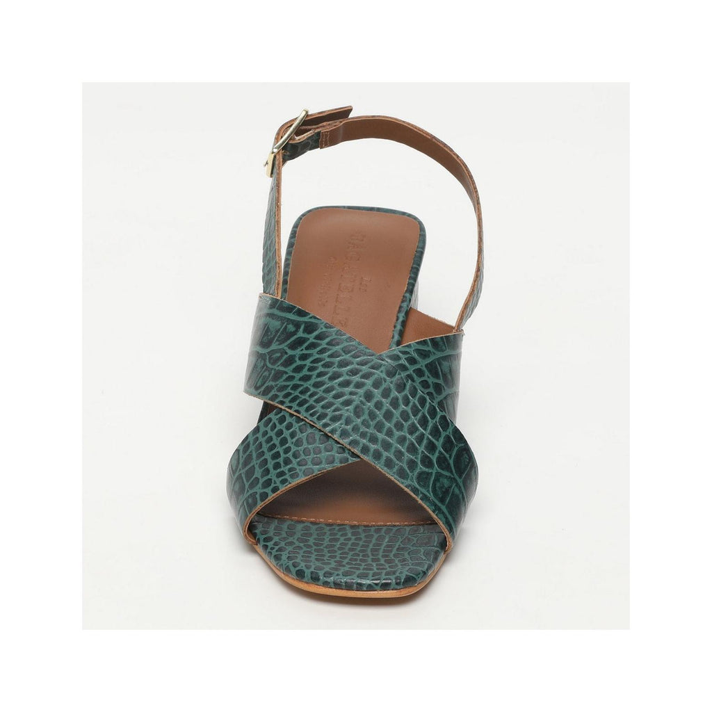 Sandalias Tacón Linum - Croco Verde