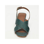 Sandalias Tacón Linum - Croco Verde