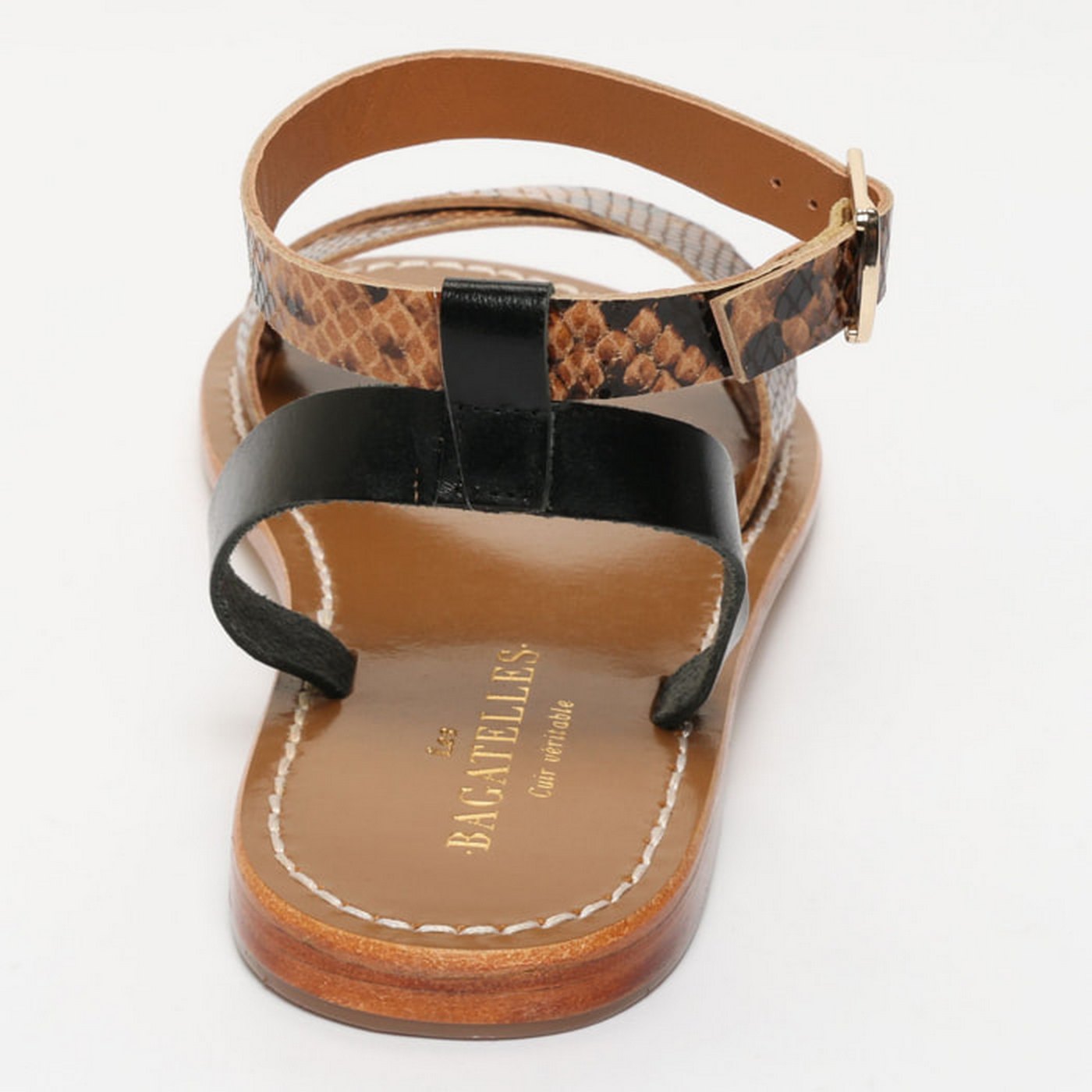 Brione Sandals - Brown Snake/Black