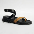 Sandalias Pastora - Vaca con Lunares/Negro