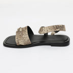 Camelia Sandals - Beige Snake