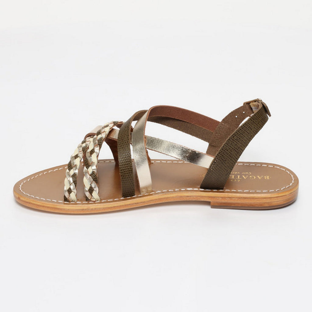 Jengibre Sandals - Khaki Lizard/Gold/Off White