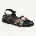 Symarae Sandals - Black/Beige Snake
