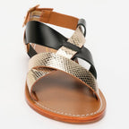 Zyrelia Sandals - Black/Gold Snake