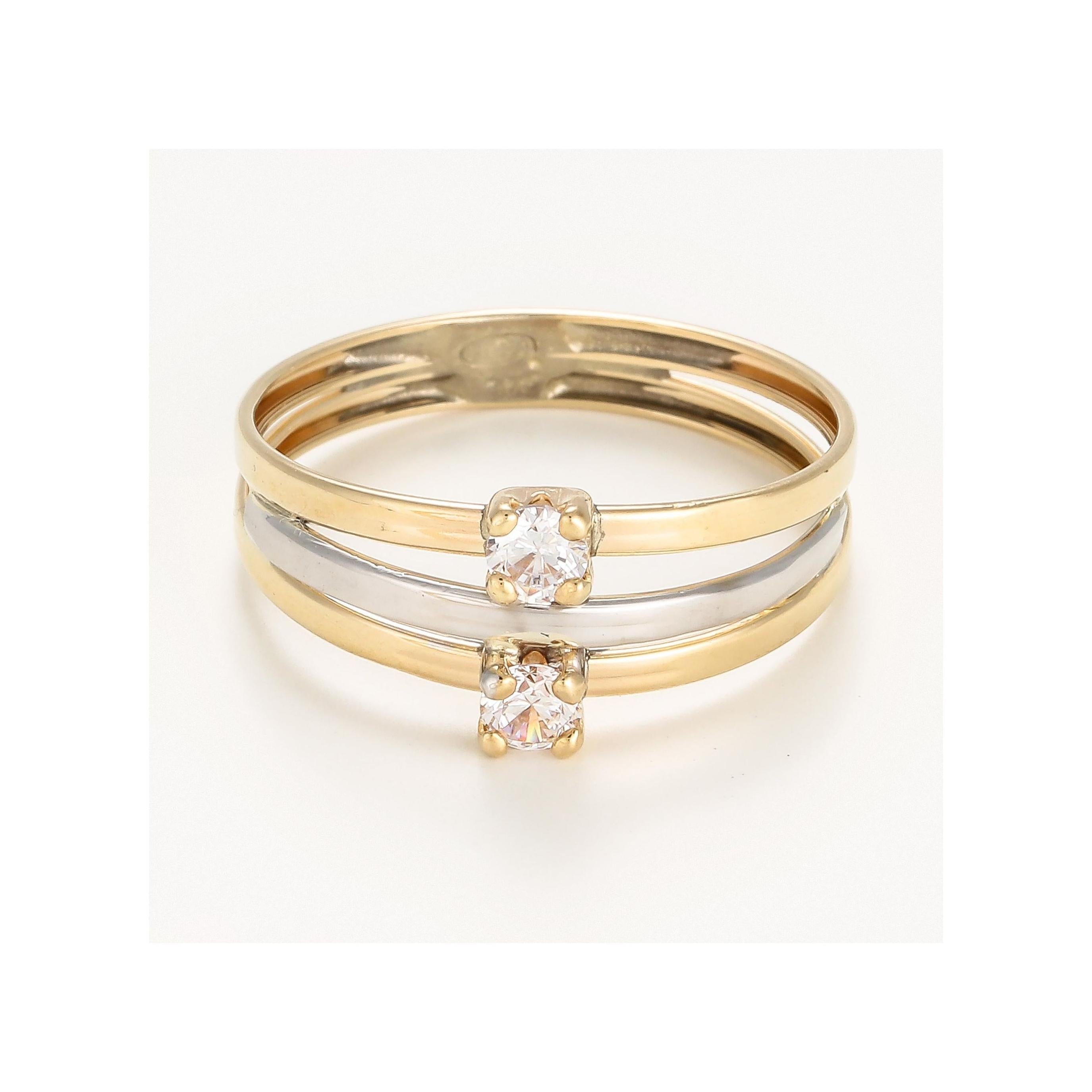 Anillo “Florine” 375/1000 Oro Bicolor Y Circonio