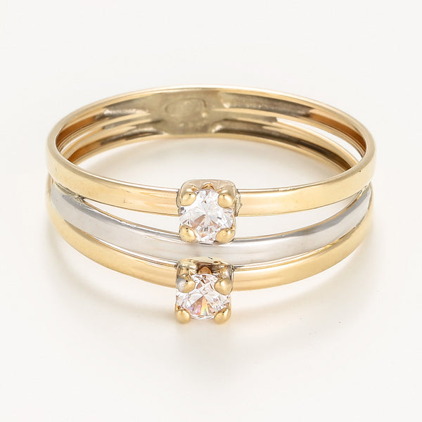 Anillo “Florine” Oro Bicolor 375/1000 y Circonio