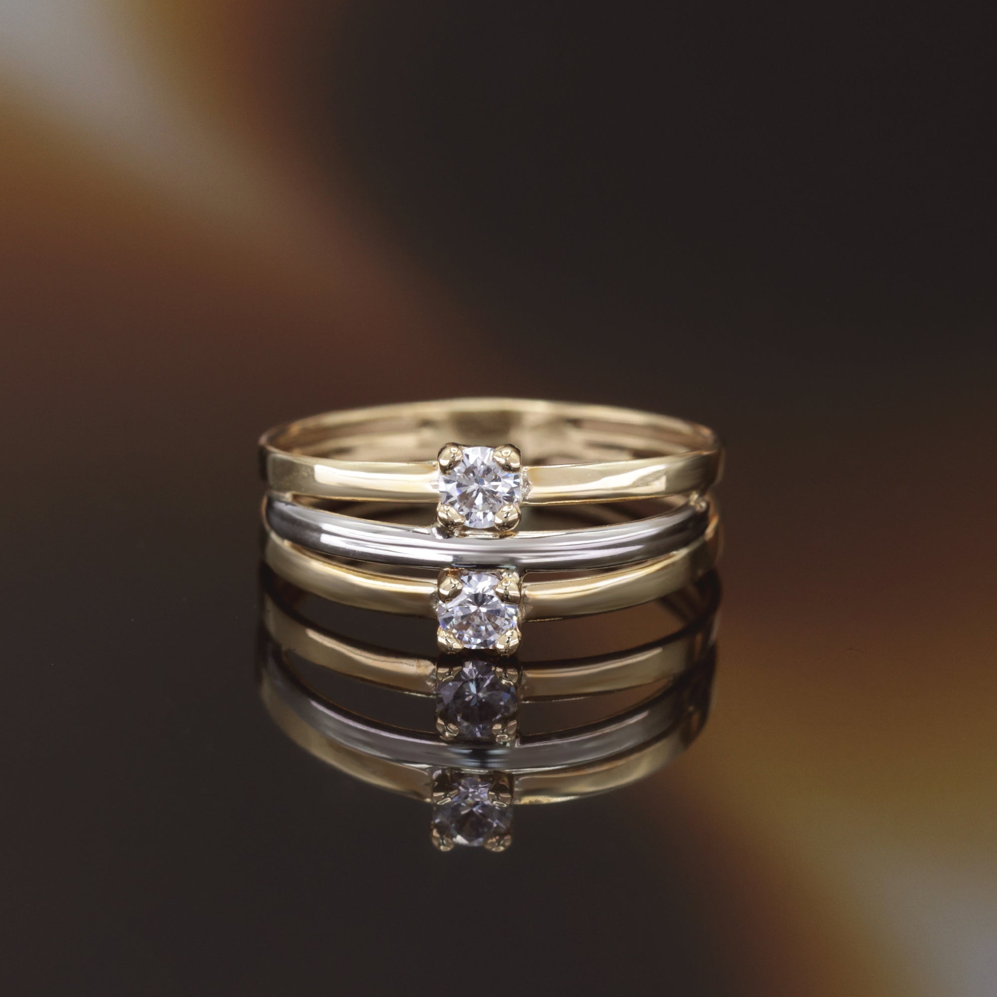 Anillo “Florine” 375/1000 Oro Bicolor Y Circonio