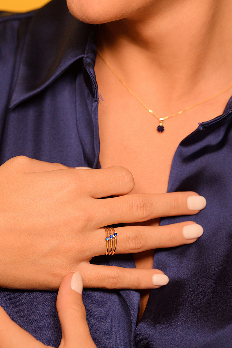Bague "Abbie Zirconium Bleu "Or Jaune 375/1000 Et Zirconium