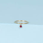 Bague Pierette Rouge - Or Jaune Et Zirconium