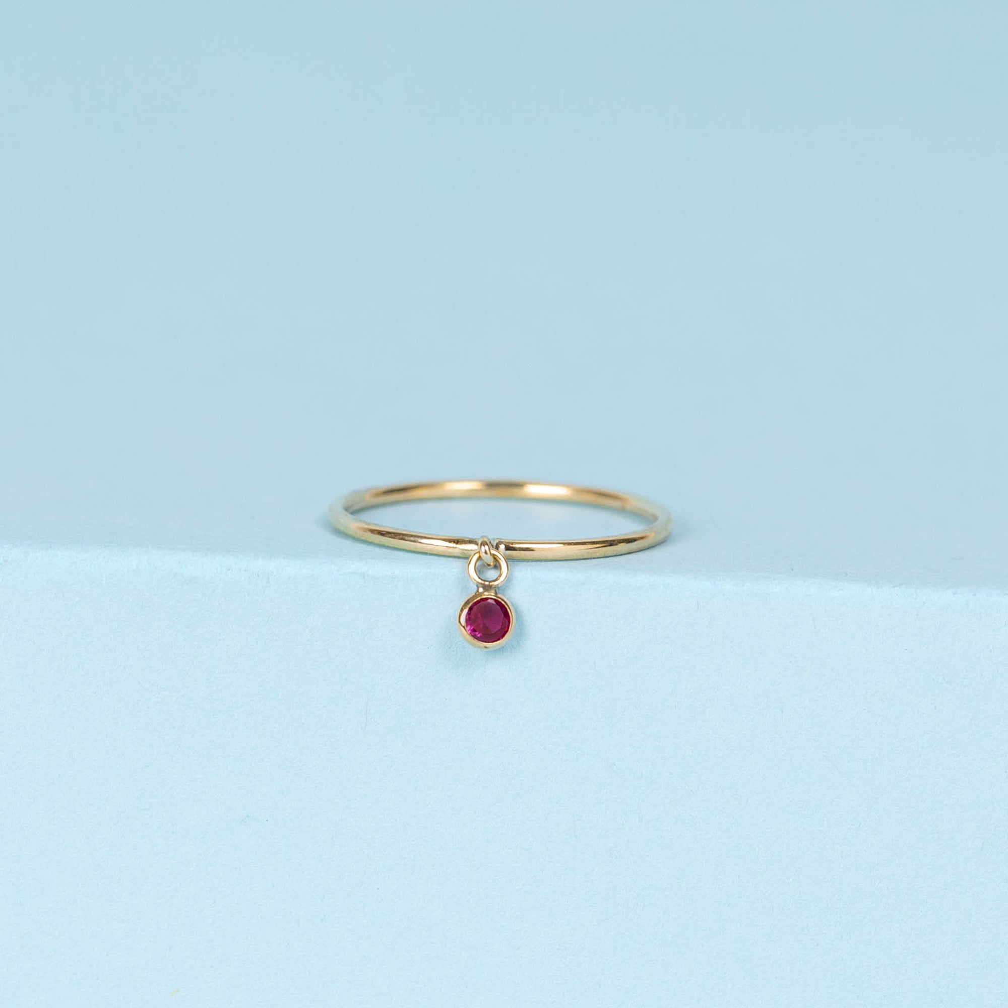 Bague Pierette Rouge - Or Jaune Et Zirconium