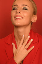 Bague Pierette Rouge - Or Jaune Et Zirconium