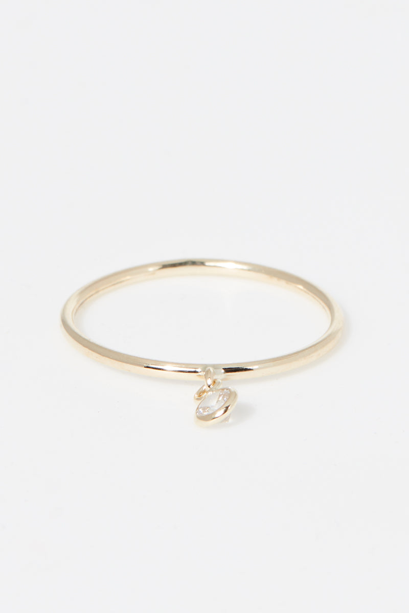 “Pierette” Ring 375/1000 Yellow Gold And Zirconium