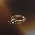 “3 Colored Stones” Ring 375/1000 Yellow Gold And Zirconium