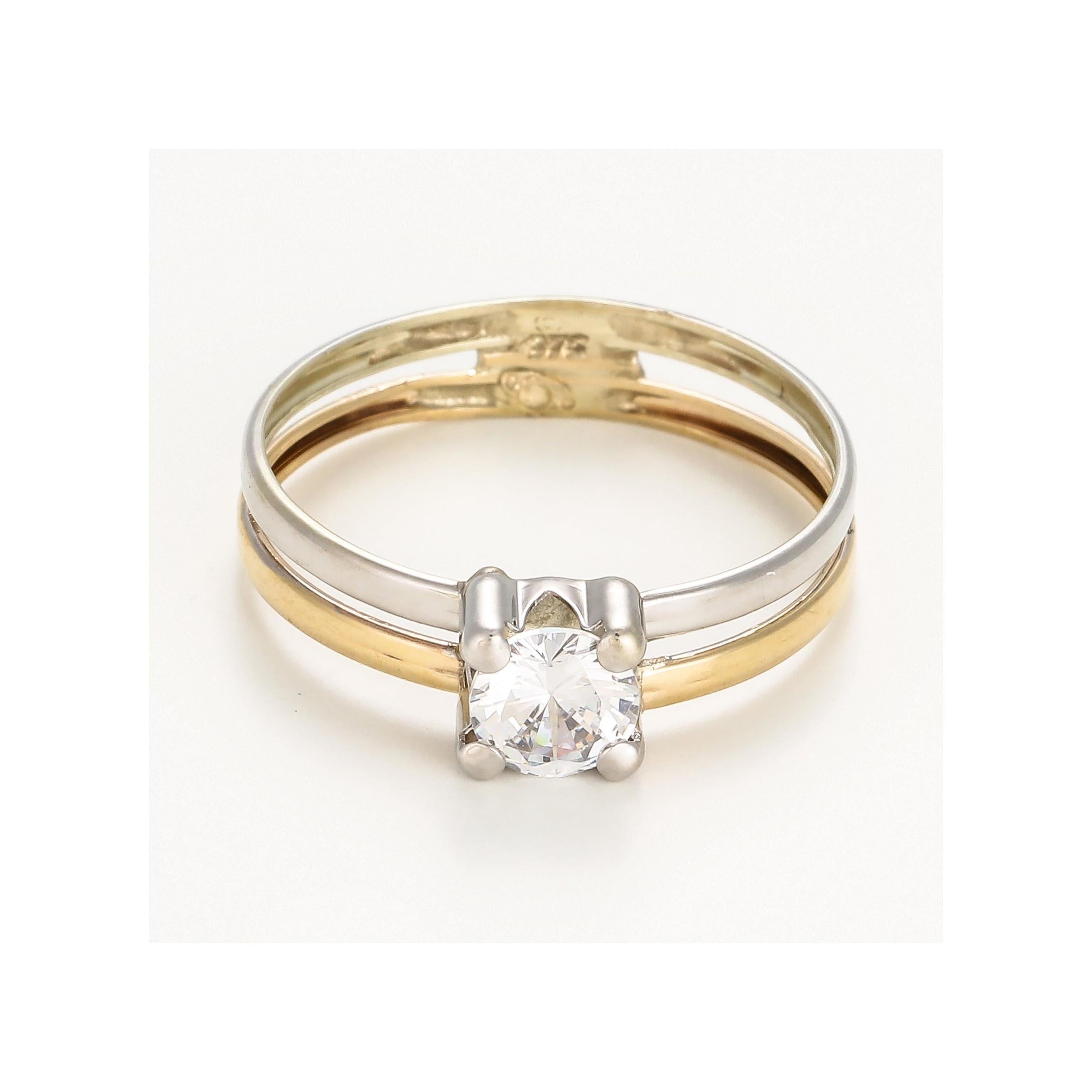 “Suerte” Ring 375/1000 Two-tone Gold And Zirconium
