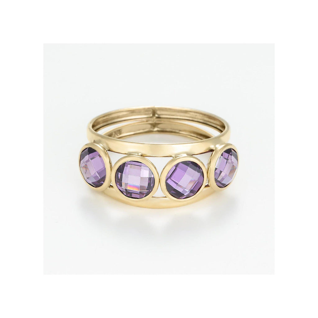 Anillo “Maden Amatista” Oro amarillo 375/1000 y circonio