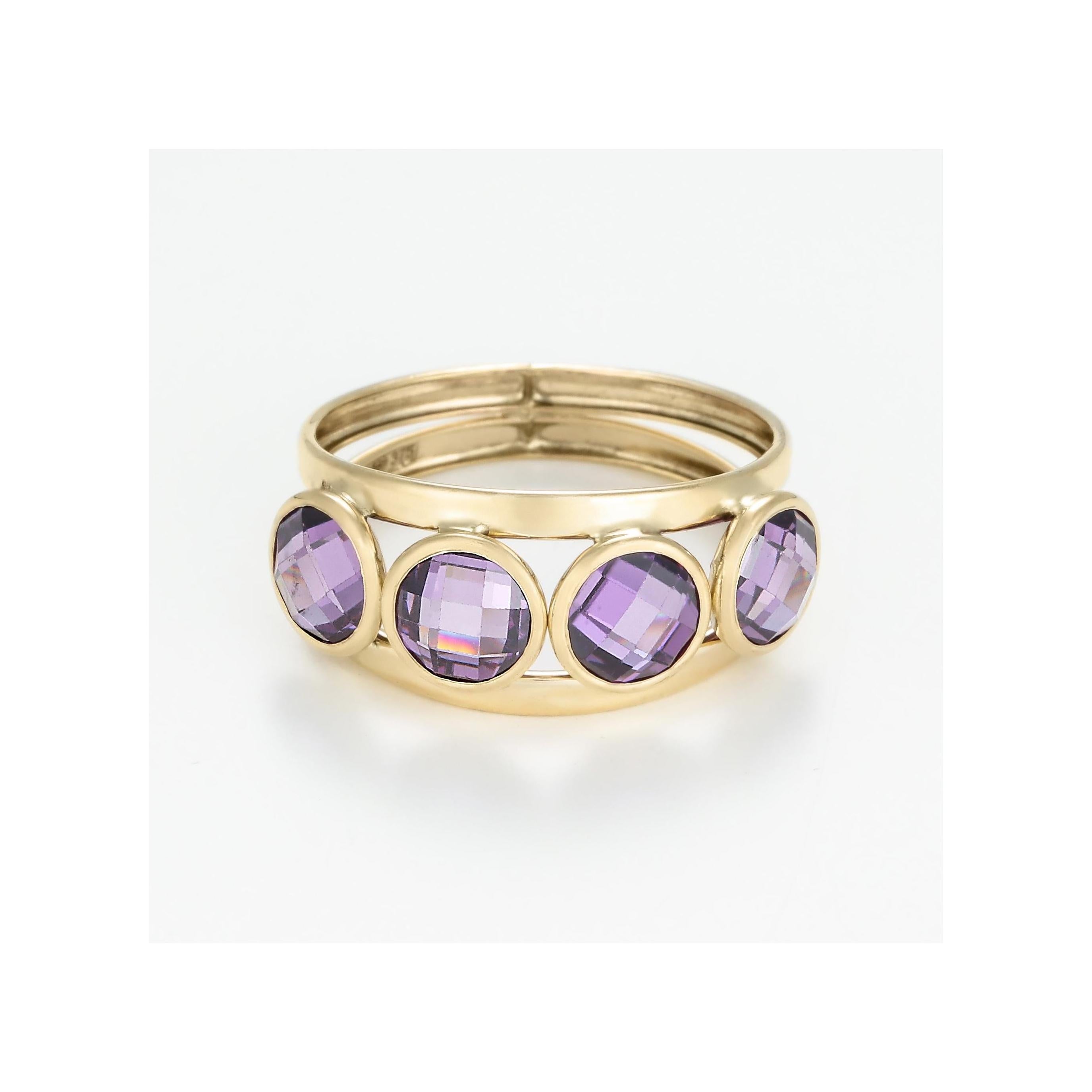 Anillo “Maden Amatista” Oro amarillo 375/1000 y circonio