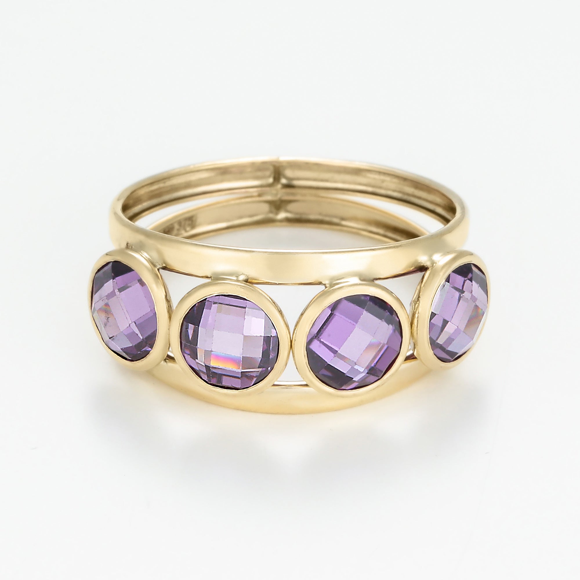 “Maden Amethyst” 375/1000 Yellow Gold and Zirconium Ring