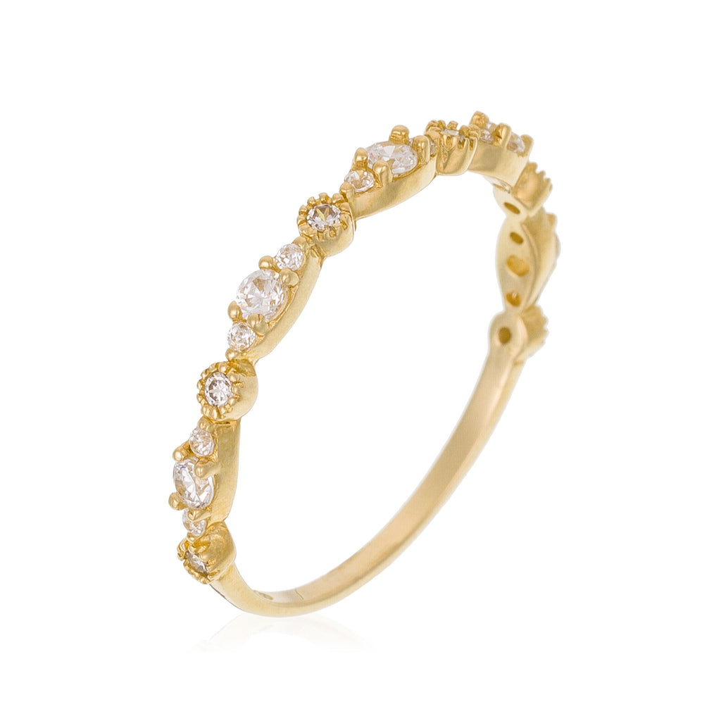 “Relation” Ring 375/1000 Yellow Gold And Zirconium