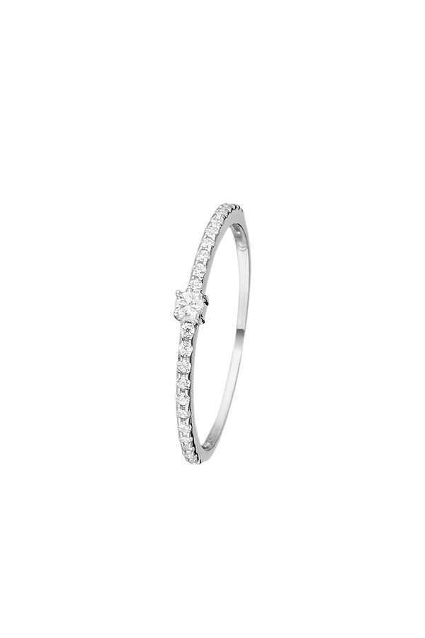 Anillo "Profond" Oro Blanco 375/1000 y Circonio