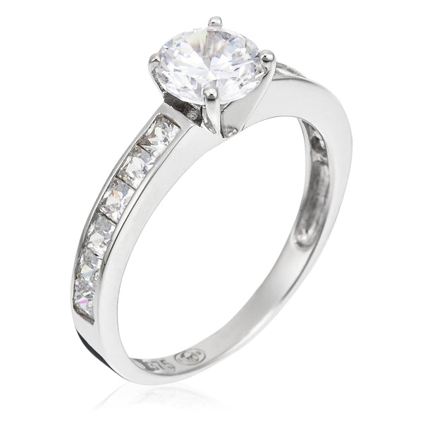 “Brillant” Ring 375/1000 White Gold And Zirconium