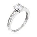 Bague "Brillant" Or Blanc 375/1000 Et Zirconium