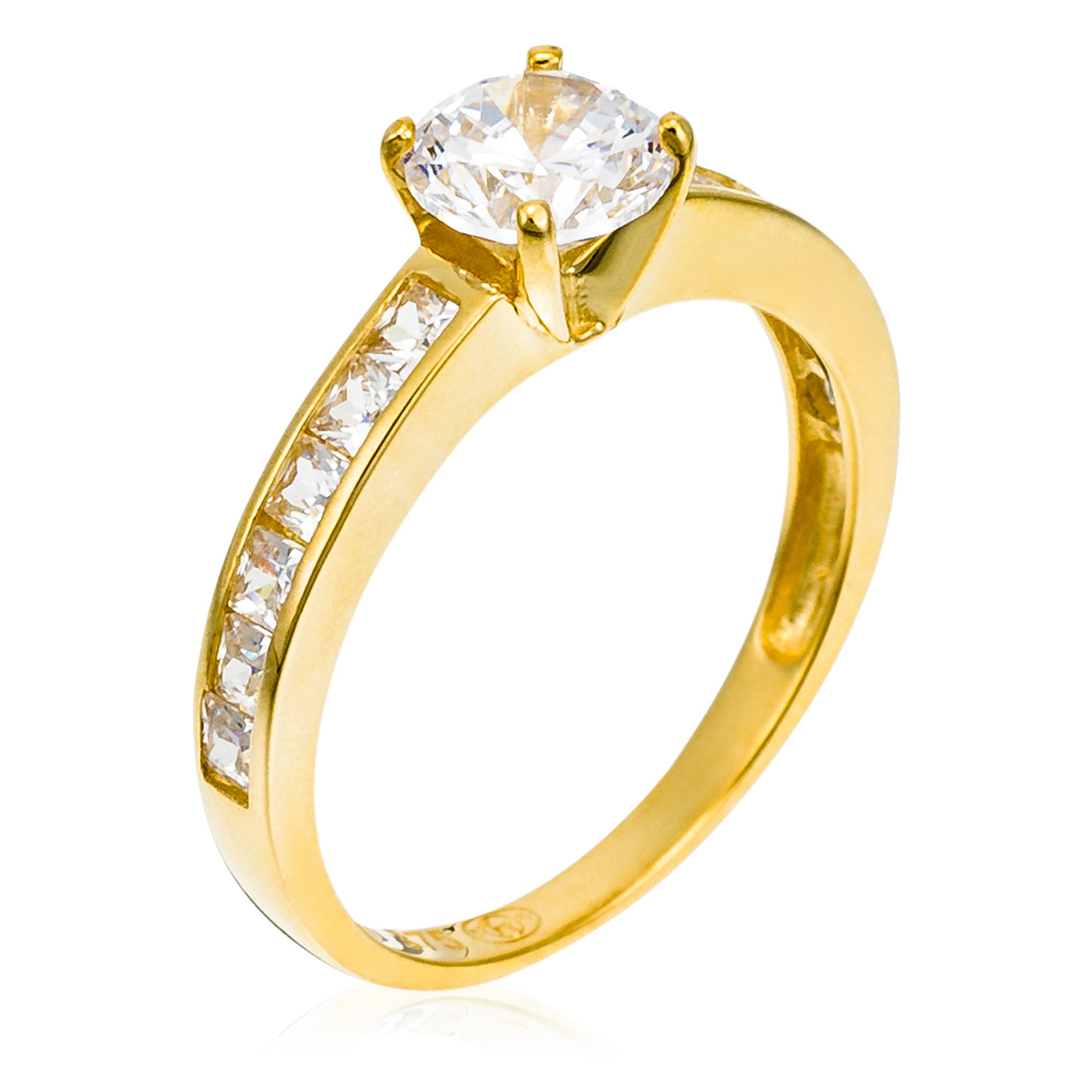 “Brillant” Ring 375/1000 Yellow Gold And Zirconium