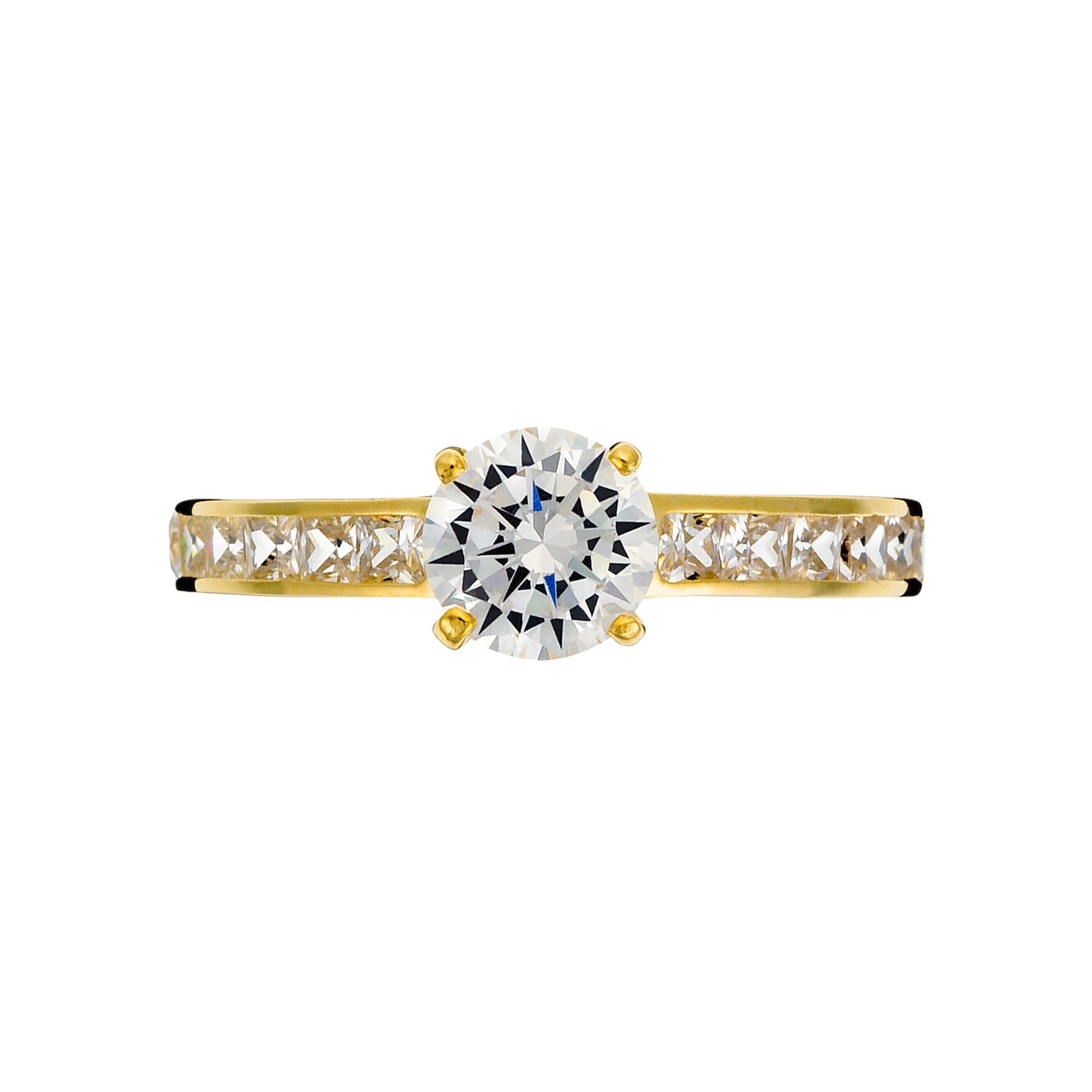 “Brillant” Ring 375/1000 Yellow Gold And Zirconium