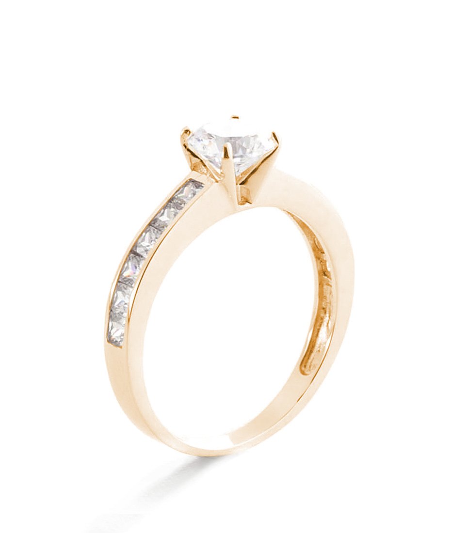“Brillant” Ring 375/1000 Yellow Gold And Zirconium