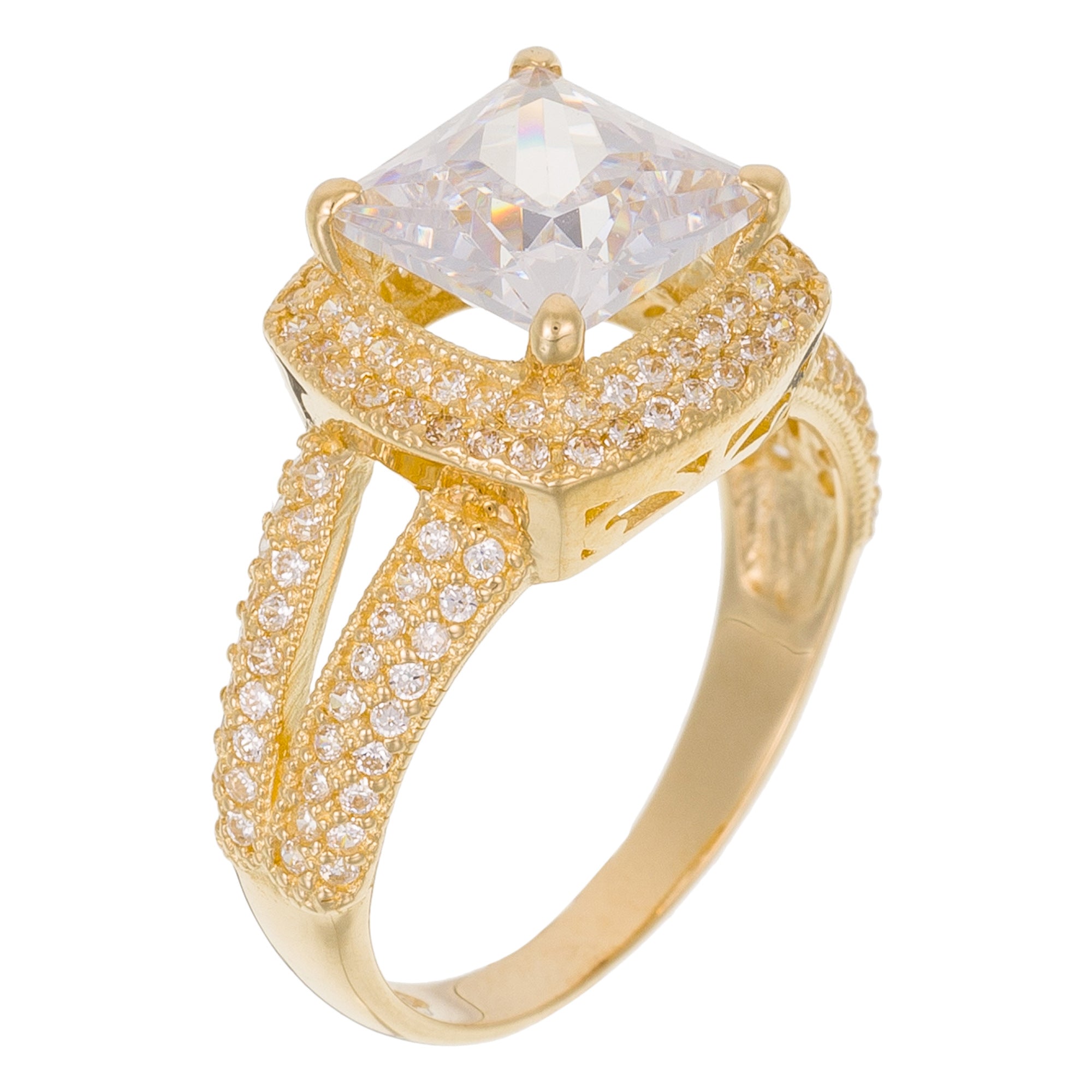 “Carré D’Amour” Ring 375/1000 Yellow Gold and Zirconium