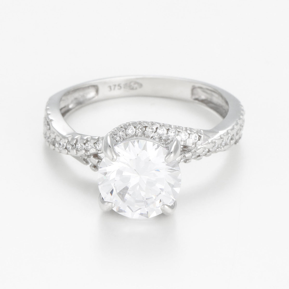 Bague "Tourbillon" Or Blanc 375/1000 Et Zirconium