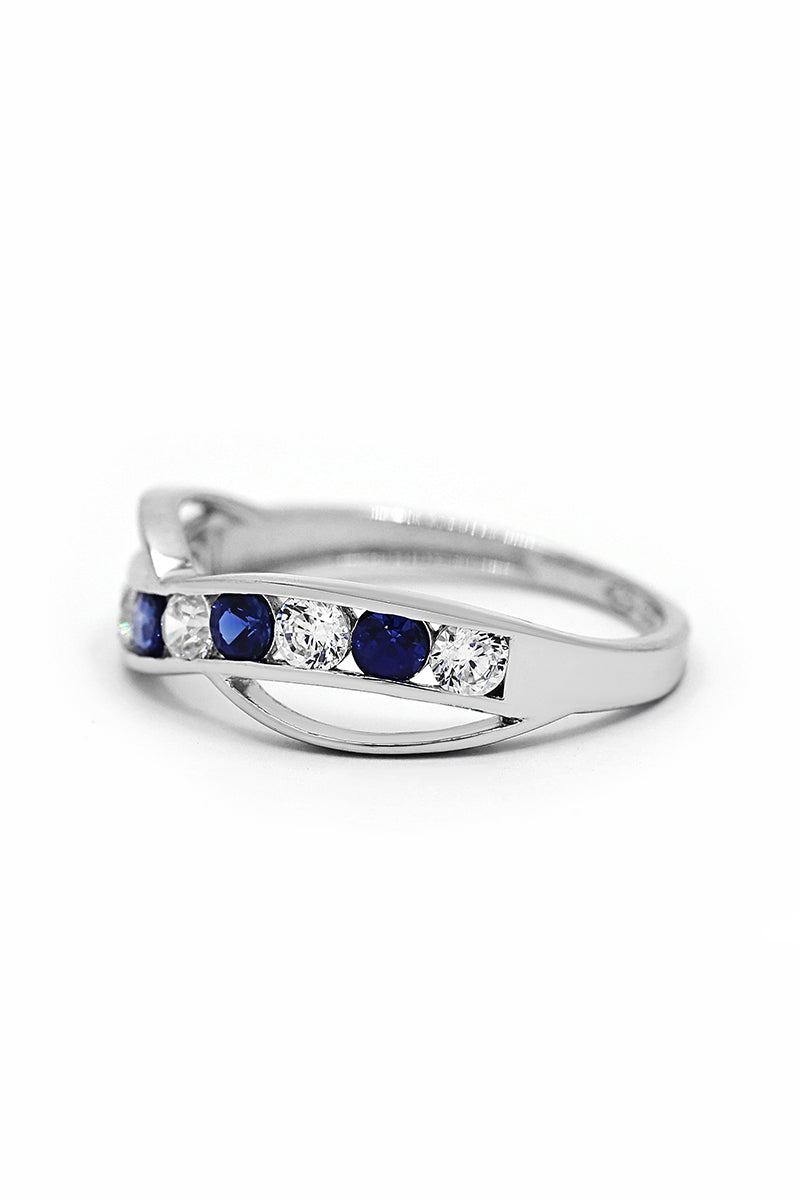 "Océanos" Ring 375/1000 White Gold and Sapphire/Zirconium