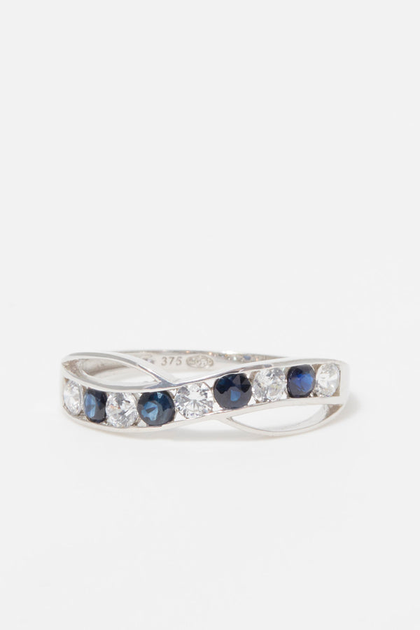"Océanos" Ring 375/1000 White Gold and Sapphire/Zirconium