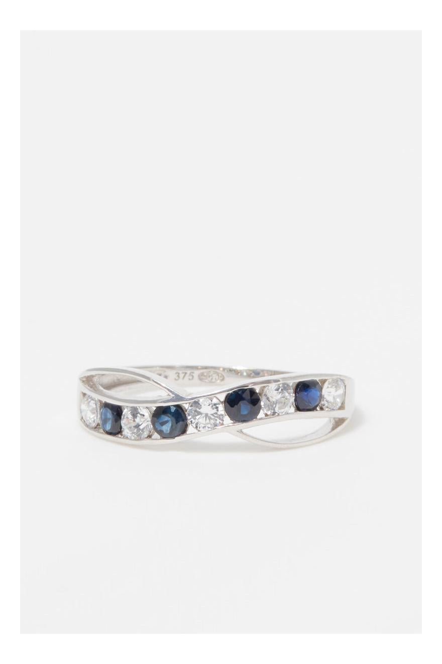 Bague "Océanos" Or Blanc 375/1000 Et Saphir/Zirconium