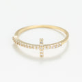 Anillo "Cruz Verdad "Oro Amarillo 375/1000 y Circonio
