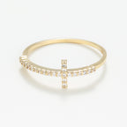 Anillo "Cruz Verdad "Oro Amarillo 375/1000 y Circonio