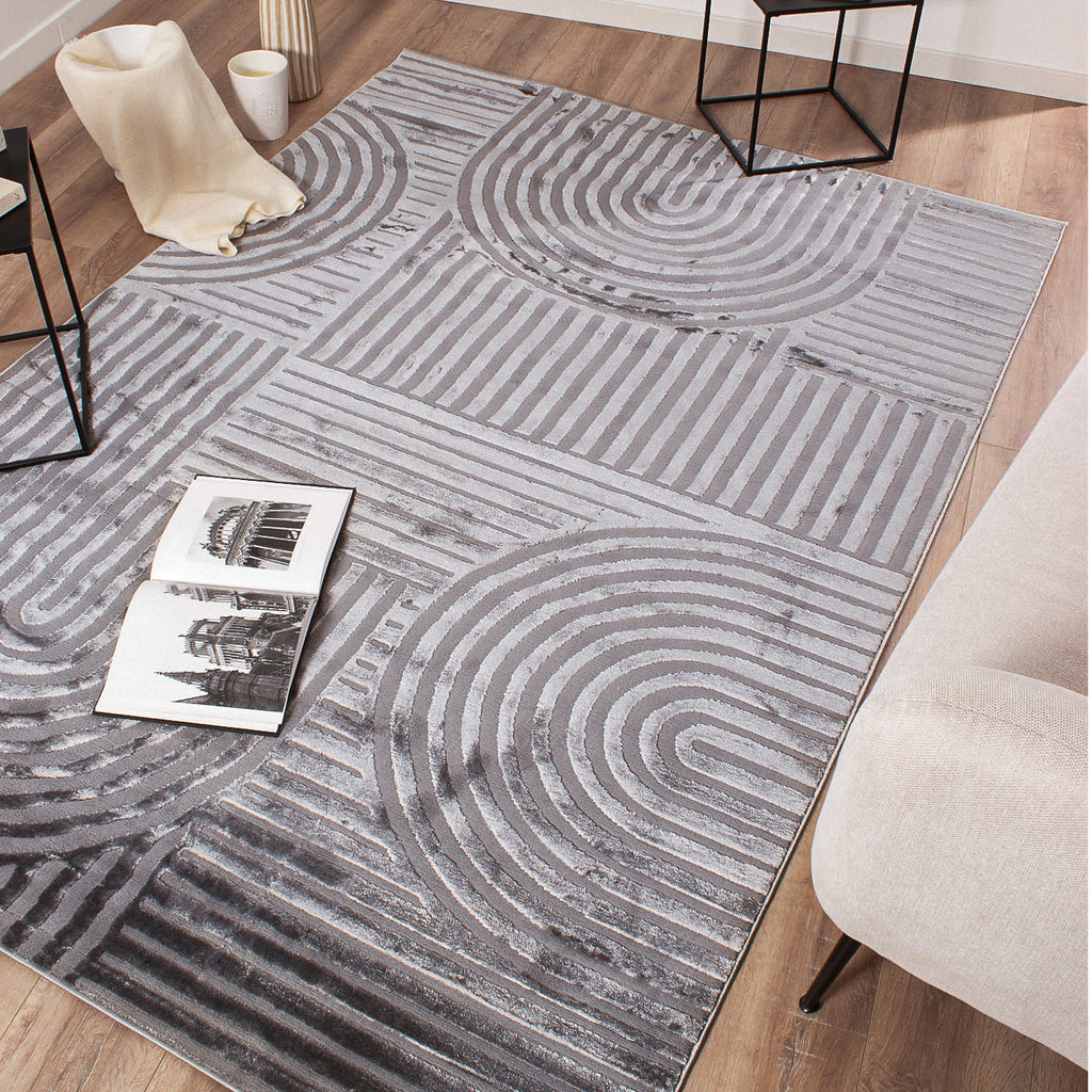 BIANCA - Gray living room rug with arc pattern - BIA163GRI BIANCA