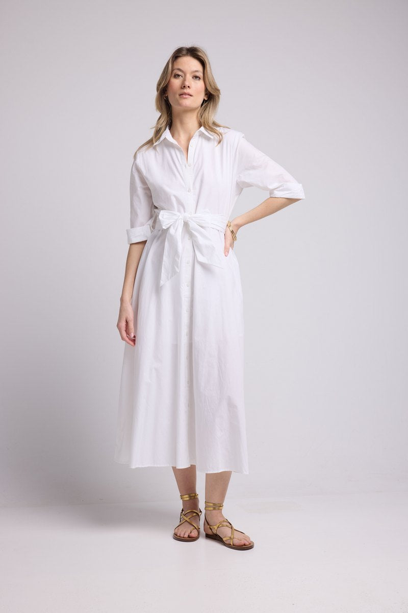 Robe Long Manches Mi Longues - Blanc