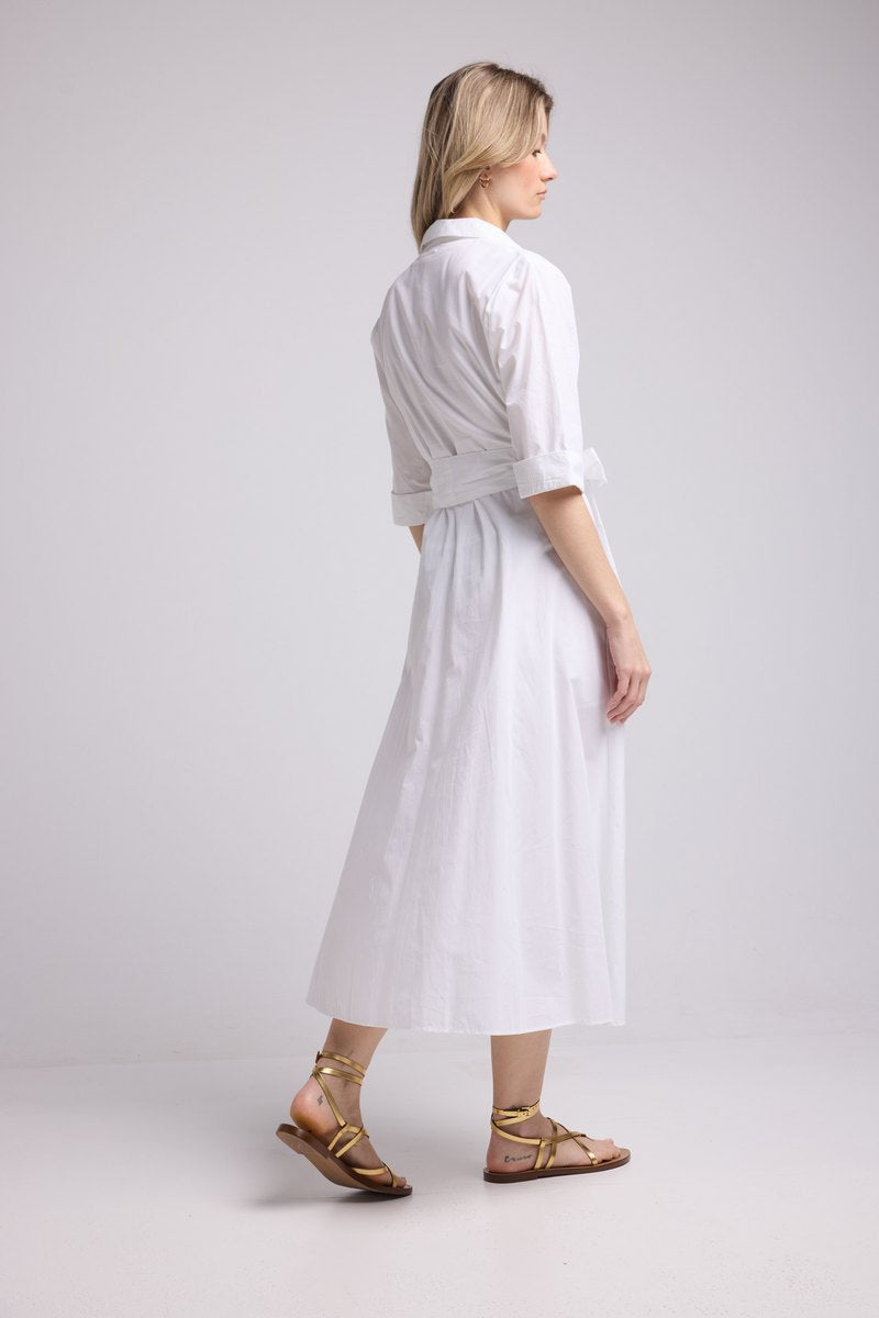 Robe Long Manches Mi Longues - Blanc