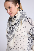 Unisex Bandana Scarf 90*90 in Cashmere - White Black