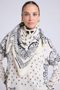 Unisex Bandana Scarf 90*90 in Cashmere - White Black