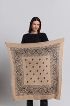 Gran Pañuelo Bandana Presley En Cachemira - Ecoland Beige & Negro - Mixto