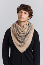 Gran Pañuelo Bandana Presley En Cachemira - Ecoland Beige & Negro - Mixto